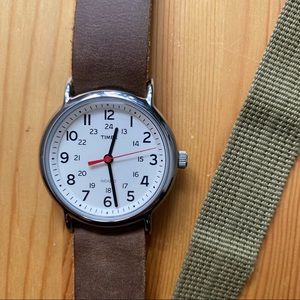 Timex Weekender with leather band handmade